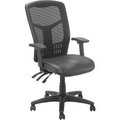 Global Equipment Interion    Mesh Office Chair With High Back   Adjustable Arms, Leather, Black A90342TMH1+38L1